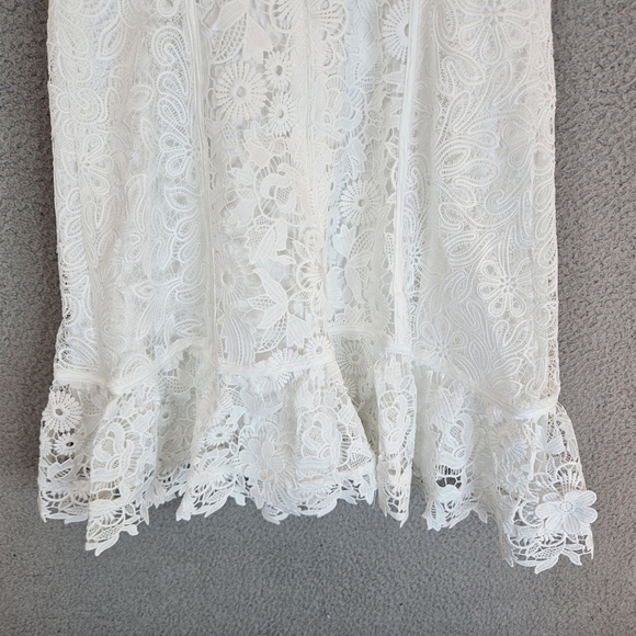 French Connection Binidari Womens White Lace Mini Dress Sz XS=4 Hookeye Front - Picture 9 of 13